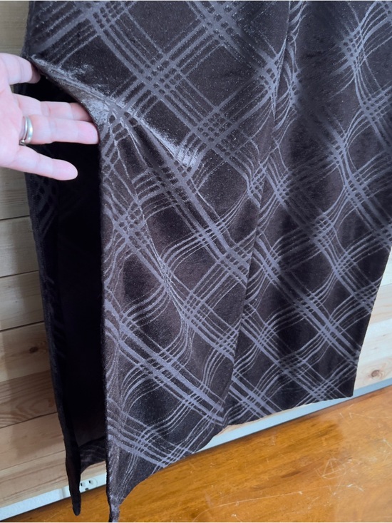 DONNA RICCO Vintage Women’s Brown Velvet Textured Plaid Print Maxi Dress size 8 - Picture 5 of 12